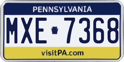 PA license plate MXE7368