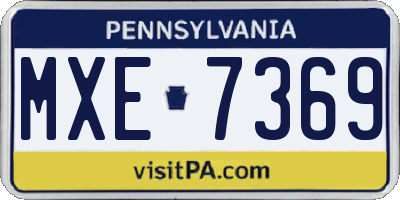 PA license plate MXE7369
