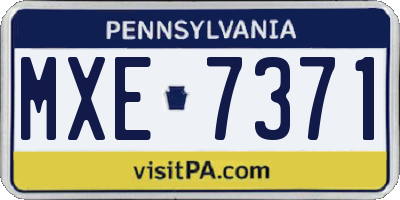 PA license plate MXE7371