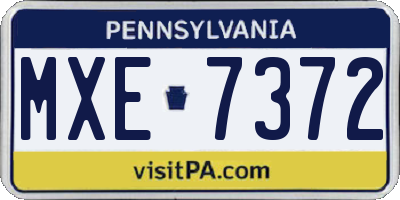PA license plate MXE7372