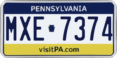 PA license plate MXE7374