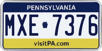 PA license plate MXE7376