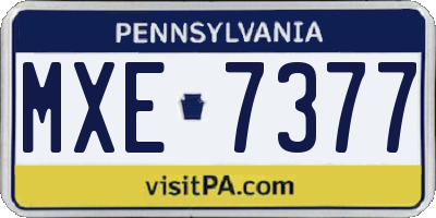 PA license plate MXE7377