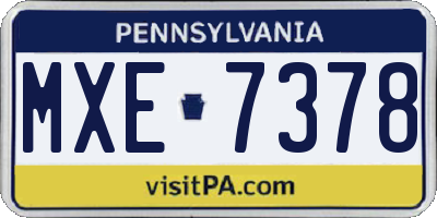 PA license plate MXE7378