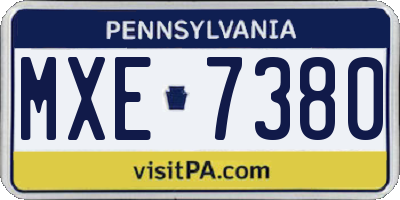 PA license plate MXE7380