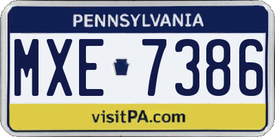 PA license plate MXE7386