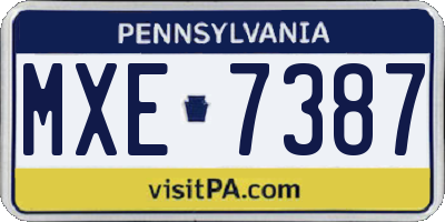 PA license plate MXE7387