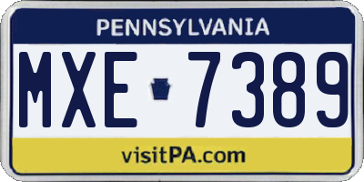 PA license plate MXE7389