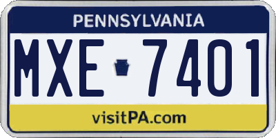 PA license plate MXE7401