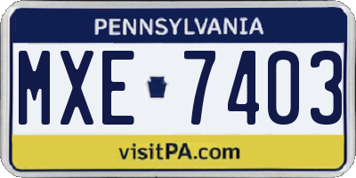 PA license plate MXE7403