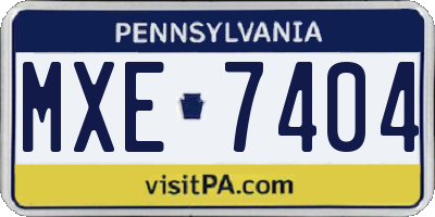 PA license plate MXE7404