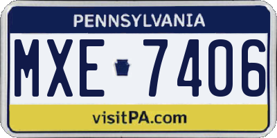 PA license plate MXE7406