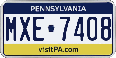 PA license plate MXE7408