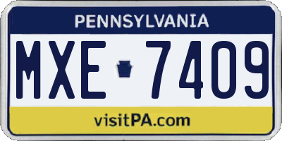 PA license plate MXE7409