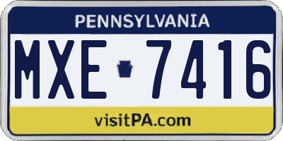 PA license plate MXE7416