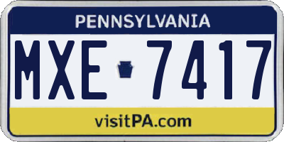 PA license plate MXE7417