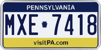 PA license plate MXE7418