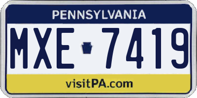PA license plate MXE7419
