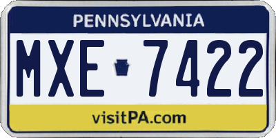 PA license plate MXE7422