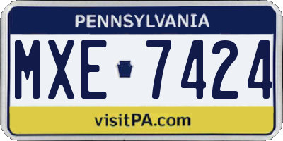PA license plate MXE7424