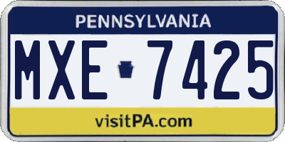 PA license plate MXE7425