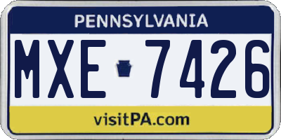 PA license plate MXE7426