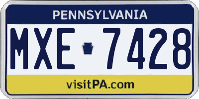 PA license plate MXE7428