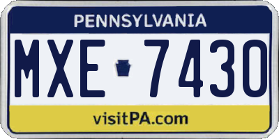 PA license plate MXE7430
