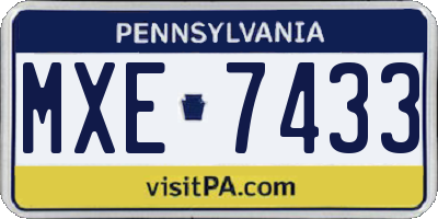 PA license plate MXE7433