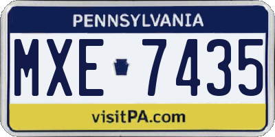 PA license plate MXE7435