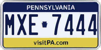 PA license plate MXE7444
