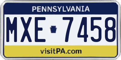PA license plate MXE7458