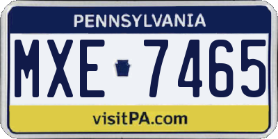 PA license plate MXE7465