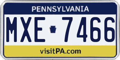 PA license plate MXE7466