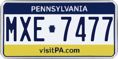 PA license plate MXE7477