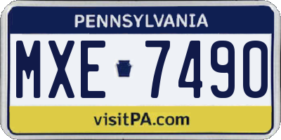 PA license plate MXE7490