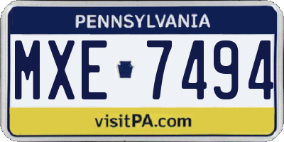 PA license plate MXE7494