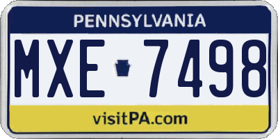 PA license plate MXE7498