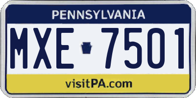 PA license plate MXE7501