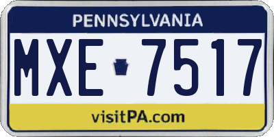 PA license plate MXE7517