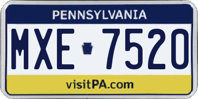 PA license plate MXE7520