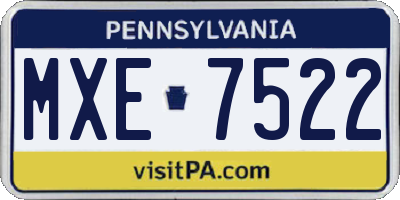 PA license plate MXE7522