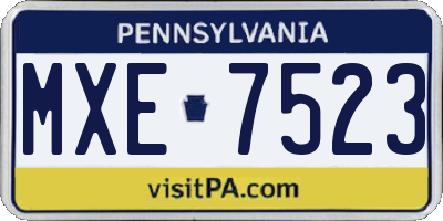 PA license plate MXE7523
