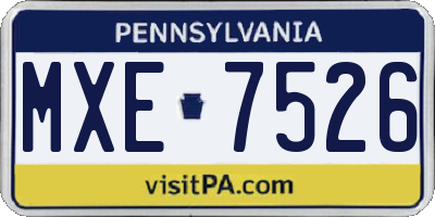 PA license plate MXE7526