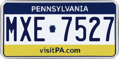 PA license plate MXE7527