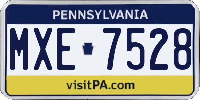 PA license plate MXE7528