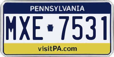 PA license plate MXE7531