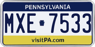 PA license plate MXE7533