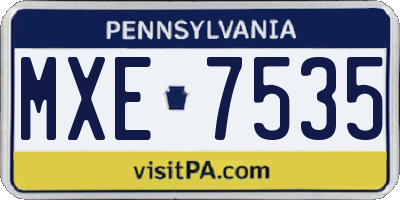 PA license plate MXE7535