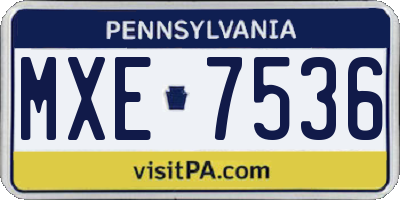 PA license plate MXE7536